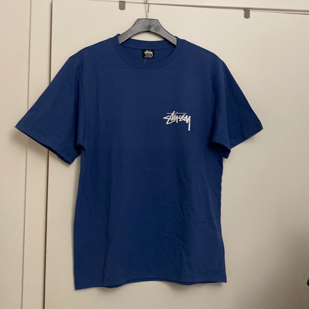 Stussy diced out t shirt mid night blue color